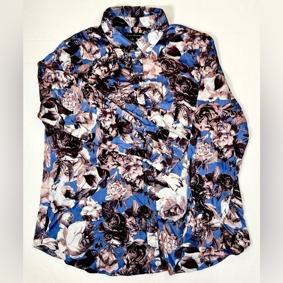 CATHERINE MALANDRINO Women’s Long Sleeve Button Down Floral Blouse Feminine XL - Picture 9 of 13